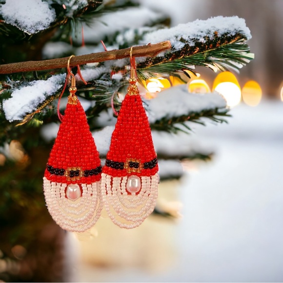 Beads Earrings Santa Claus Belt Design - Picture 3 of 5